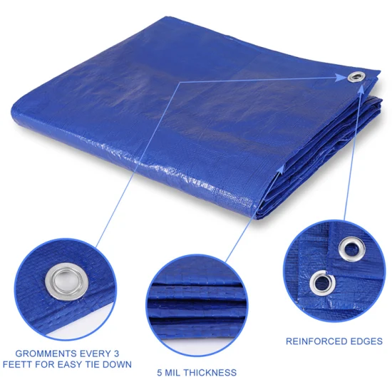 Étanche 100% résistant aux UV PE Poly Tarp Cover Brown Tarapulin pour la couverture de construction de bateaux de voitures